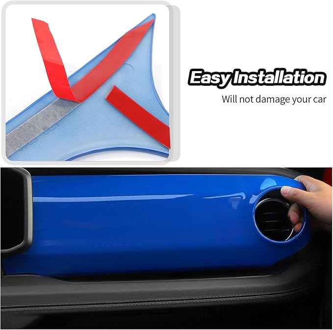 JeCar 2pcs for 2024+ Jeep Wrangler JL Blue Interior Accessories Center Console Dash Panel Cover Trim