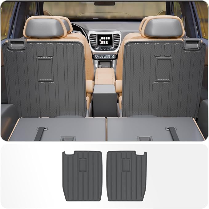 Kick Mats Compatible with 2017-2023 GMC Acadia 6 Seats Cargo Mat Cargo Liner Trunk Liner Trunk Mat Back Seat Cover Protector TPE All Weather 2022 Acadia Accessories (2nd Row Backrest Mats)