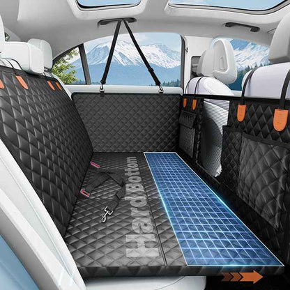 Dog Car Seat Cover for Back Seat with Hard Bottom,Waterproof Back Seat Extender for Dogs,Dog Hammock Dogs Bed for Cars, SUVs,Pet Seat Cover for Back Seat Holds 400lbs with Mesh Window & Pocket