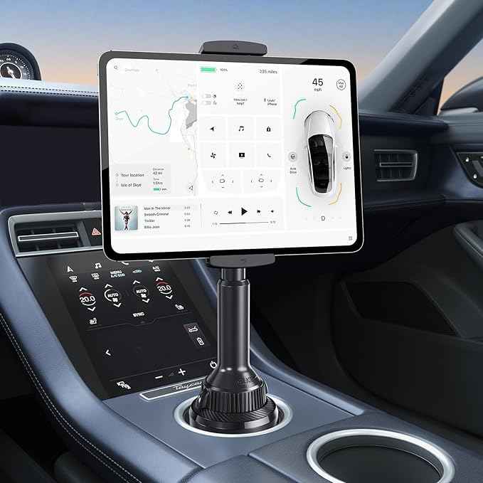 APPS2Car Tablet Holder for Car, Cup Holder Tablet Mount for Truck, Height Adjustable iPad Car Holder with 9.9" Wide Clamp for 4.7-13" iPad Pro Air Mini, Galaxy Tab, iPhone, Cell Phone