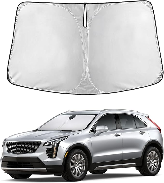 EcoNour Windshield Sun Shade Compatible for Cadillac XT4 2019–2026 | Compact SUV Front Window Sunshade | Foldable Sun Visor Protector | UV & Heat Blocking Protection
