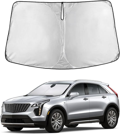 EcoNour Windshield Sun Shade Compatible for Cadillac XT4 2019–2026 | Compact SUV Front Window Sunshade | Foldable Sun Visor Protector | UV & Heat Blocking Protection