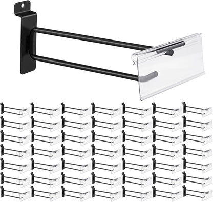 Polmart Heavy Duty Black Slatwall Panel Double-Bar Hooks - 50 Pack (8-inch)