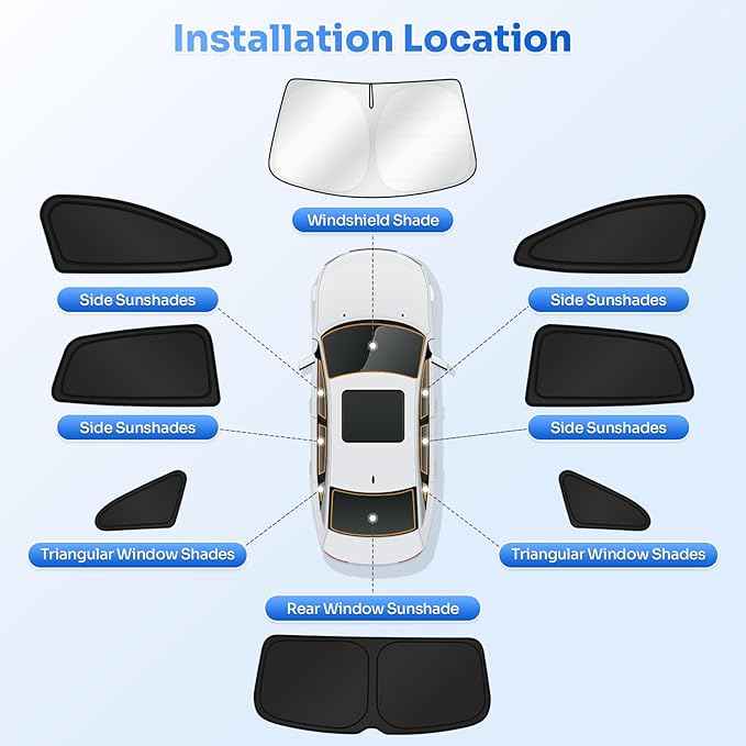 Sunshades for 2021-2025 2026 Volkswagen/VW ID.4 Accessories Windshield Sun Shade Side Rear Window Shade Cover Sun Visor Shield Privacy Protection for Camping Keep Vehicle Cool Black 8PCS