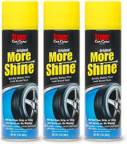Stoner Car Care 91044-3PK Original More Shine Tire Finish for Tire and Wheel Care Creates a Long-Lasting, Rain-Resistant Tire Shine, Makes Faded Tires Look New, Non-Greasy Formula, 12 Oz, Pack of 3