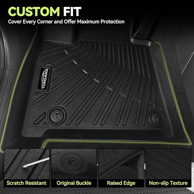 Tongama-Floor Mats for 2007-2013 Acura MDX, All Weather TPE Floor Liners and Trunk Mat with Backrest Mat for Acura MDX Waterproof Interior Accessories