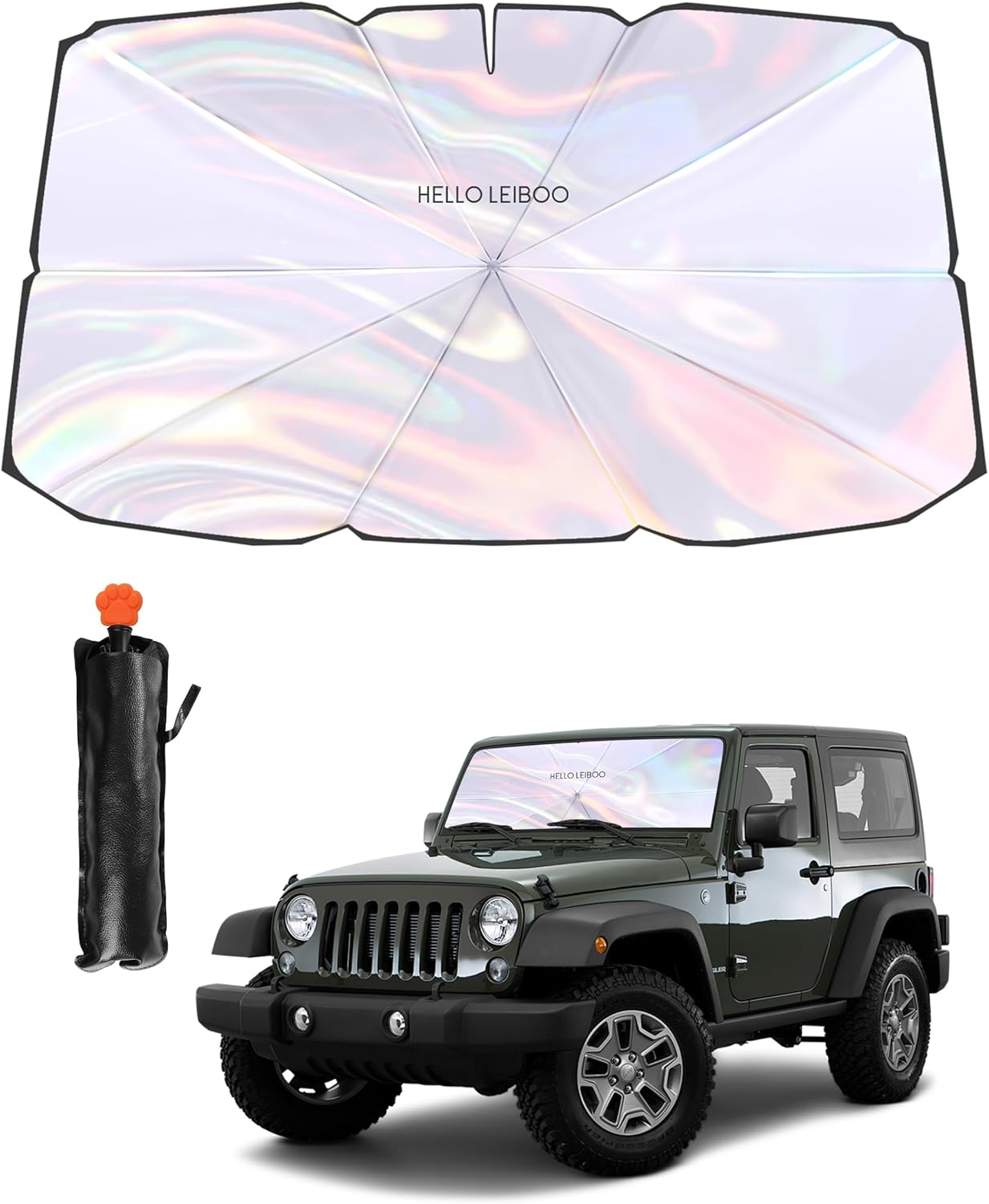 helloleiboo 𝟐𝟎𝟐5 𝑼𝑷𝑮𝑹𝑨𝑫𝑬 Car Windshield Sun Shade Umbrella, Colorful 360°Rotating Foldable Windshield Sun Shade Front Window Reflective Polyester Blocks Heat and Sun Sun Shade for Cars SUV - AutoBay