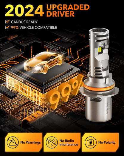 OXILAM 9007/HB5 LED Bulb, 900% Brighter, 3 Min Quick Install, 20 Years Lifespan, No Flicker, 99% Compatibility