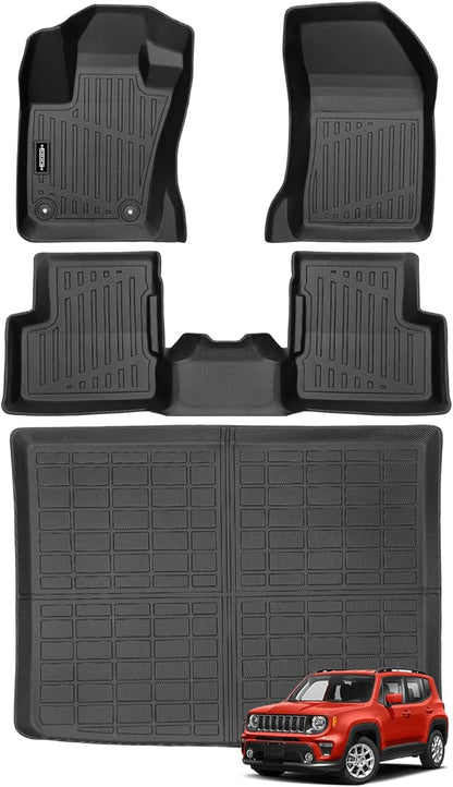 Custom Fit Floor Mats for Jeep Renegade 2015-2026, All Weather TPE Floor Liners with Trunk Mat, Odorless Full Set Interior Accessories