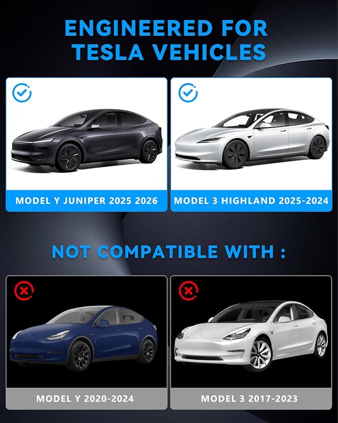 Under Screen Storage Box for Tesla Model Y Juniper 2025 2026, Center Console Organizer Tray Accessories for Model 3 Highland 2024+, Hidden Design (Not for Model Y 2020-2024/Model 3 2017-2023)