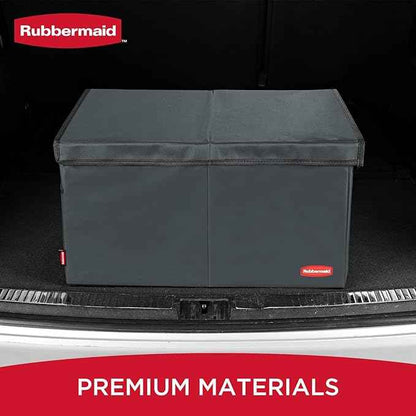 Rubbermaid Car Organizer, Collapsible Trunk Organizer, Multi-Compartment Car Storage Organization for Car Accessories, 2 Compartments With Cover, 21.65"*14.17"*12.2" - Gray