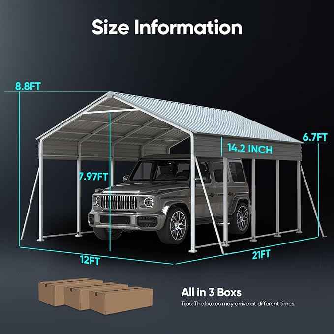 Quictent Heavy Duty 12x21 FT Vertical Roof Metal Carport, Pre-Drilled All Weather Car Shelter for Boat, Vehicles & Farm Equipment