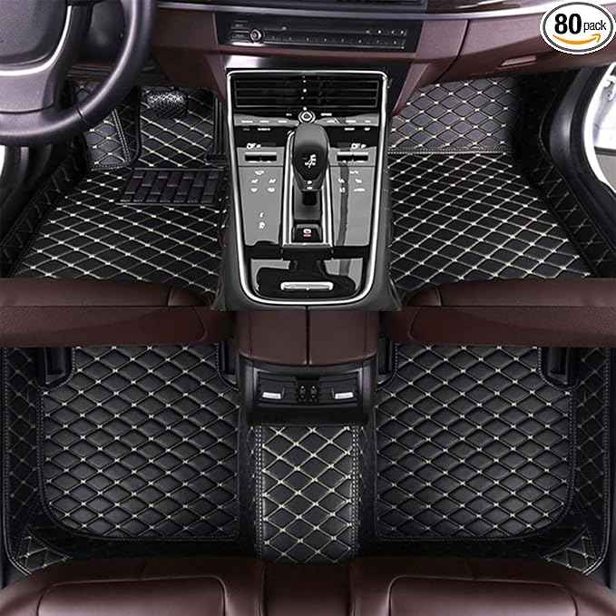TREGOO All-Weather Anti Slip Floor mat is Suitable mats for floo of All for Tesla Models from 2012 to 2025 (Black Rice)