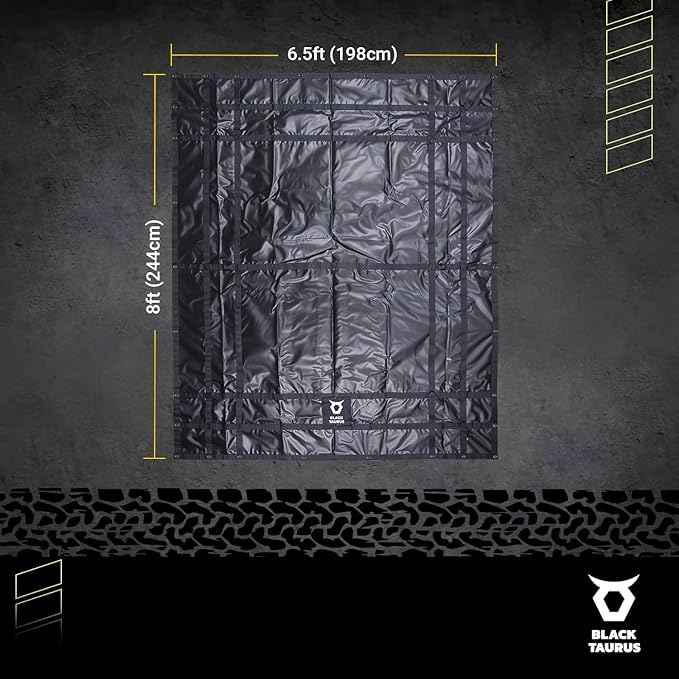Waterproof Truck Bed Tarp Cover – Heavy Duty Cargo Net & Tarp for Pickup Truck Bed, Trailer, ATV, & Roof Rack, All-Weather Cargo Net for Secure Load, 4 Adjustable Straps - 6.6 ft x 8 ft