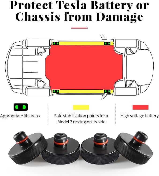 Chirano Lifting Jack Pad for Tesla Model 3/S/X/Y/Y Juniper, 4 Pucks with Storage Case, Accessories for Tesla Vehicles 2013 to 2026