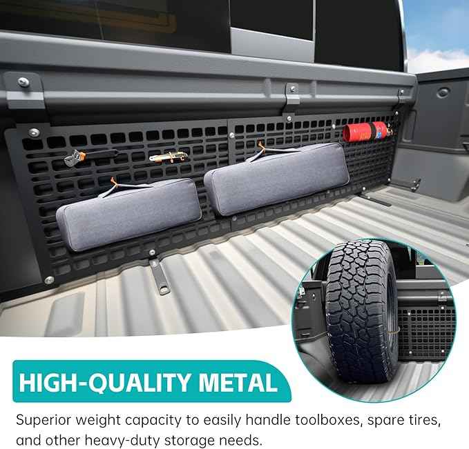 Front Truck Bed Molle Panel Rack System Compatible with 2019-2025 Chevy Silverado/GMC Sierra 1500 Accessories Cargo Storage Organizer Tools Rack Fit for 19-25 Chevrolet Silverado Accessories