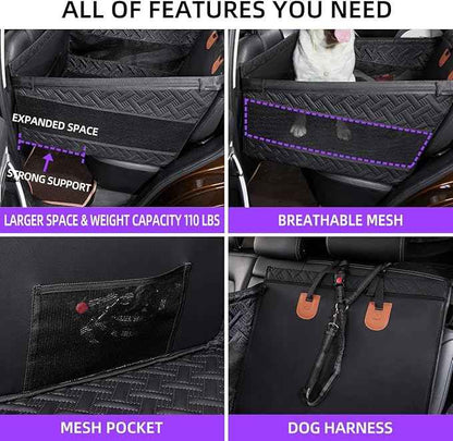 Large Dog Car Seat,PU Leather Back Seat Extender for Dogs,Waterproof Dog Seat Cover for Backseat, Pet Bed for Car Hammock