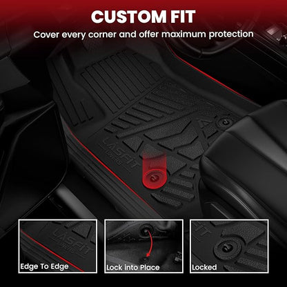 LASFIT Floor Mats for Toyota Tundra 2014-2021 Double Cab (Not Fit CrewMax or Regular Cab), Custom Fit All Weather Protection TPE Easy Clean Odorless Floor Liners for Tundra Front&Rear 2 Row Car Mats