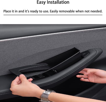 Suitable for Tesla Model Y (Juniper) 2025 / Model 3 (Highland) Door Handle Storage Box Organizer Tray (4-Piece Set Model 3 Highland)