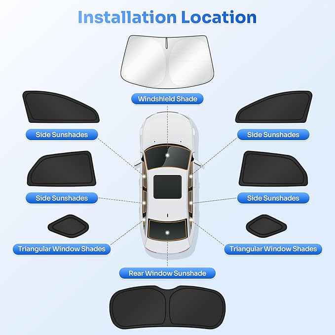 Sunshades for 2024-2025 2026 Honda Prologue Accessories Windshield Sun Shade Side Rear Window Shade Cover Sun Visor Shield Privacy Protection for Camping Keep Vehicle Cool Black 8PCS