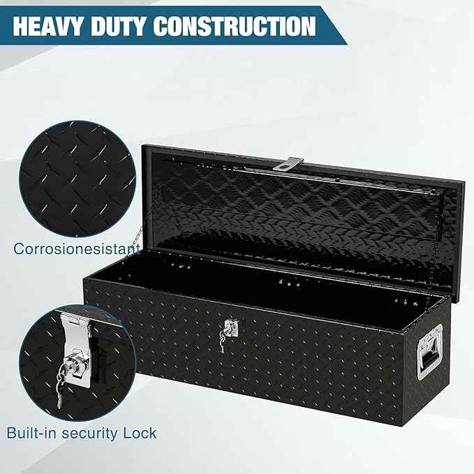 Heavy Duty Aluminum Tool Box (39"x 13"x 10"-Black)