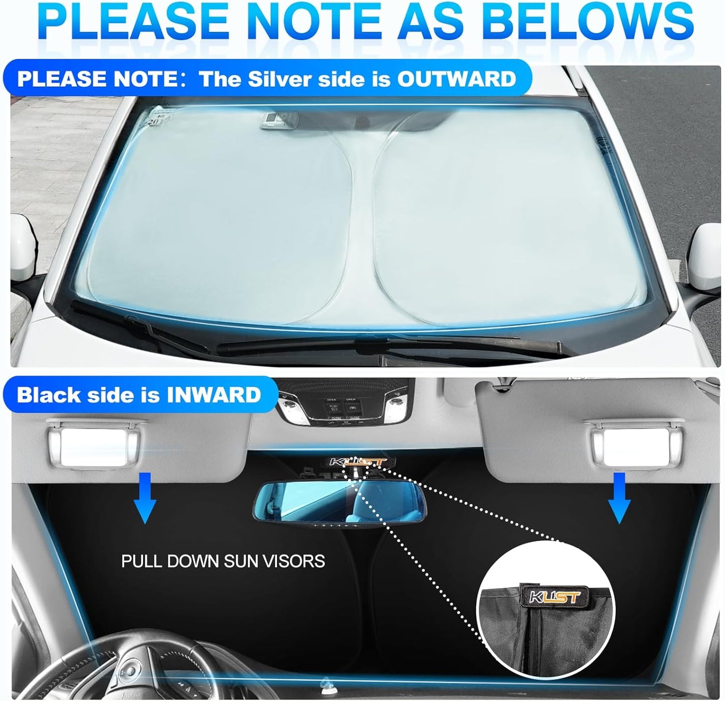 KUST Windshield Sun Shade for 2022-2025 Volvo C40 Recharge, Core, Plus, Ultimate SUV Accessories Custom Fit Sunshade Sun Visor Protector Foldable Blocks UV Rays Keep Your Car Cooler