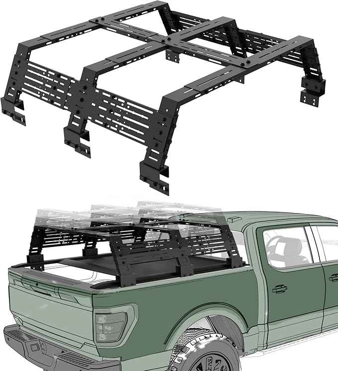 StarONE Truck Bed Rack Adjustable Height 16.7"/18.8"/23.3",Overland Bed Rack for Full-Size Trucks Without Bed Rails-Fit for Ford F-150,Dodge Ram 1500,Silverado 1500,Gmc Sierra 1500