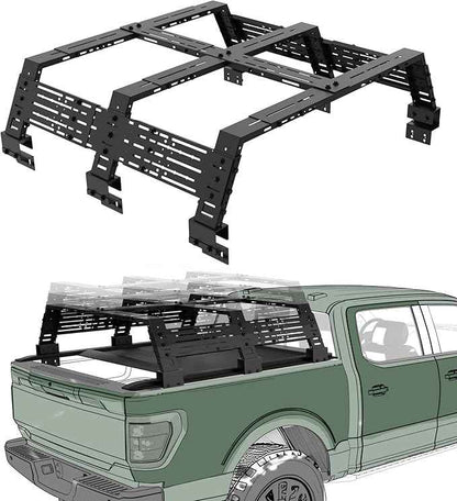 StarONE Truck Bed Rack Adjustable Height 16.7"/18.8"/23.3",Overland Bed Rack for Full-Size Trucks Without Bed Rails-Fit for Ford F-150,Dodge Ram 1500,Silverado 1500,Gmc Sierra 1500