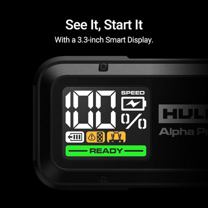 Hulkman Alpha Pro Solid Black, 1750A 59.2Wh Car Jump Starter Portable, High-Capacity Battery Booster & Jumper Cables, 3.3" Display Jump Box, PD65W in&Out, 12V Battery Pack for 8.0L Gas/5.0L Diesel