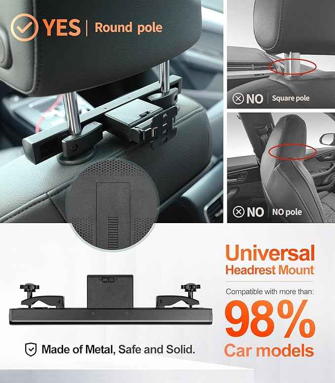 15.6 inch 4K Android Portable Car TV Headrest Monitor Tablet for Cars Back seat, Support Phone Wireless mirroring Touch Screen,with WiFi/Bluetooth/HDMI/USB/FM/Multimedia Video Player