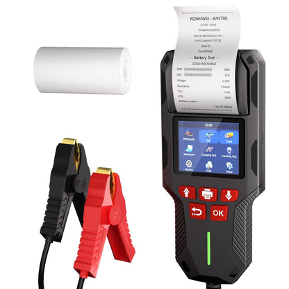 KONNWEI Car Battery Tester with Printer, Automotive 12V 24V Battery Load Tester Cranking and Charging Test 10-2000CCA Battery Analyzer Alternator Tester for Car Truck Motorcycle (Paper Included)