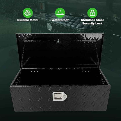 SCITOO 30 Inch Aluminum Diamond Plate Truck Bed Tool Box,Heavy Duty Crossover Storage for Most Full Size Pickups,Lockable Weatherproof Chest,Fits 30" Truck Beds,Easy Access to Load and Unload