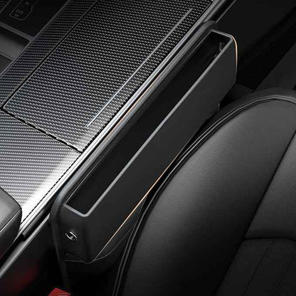 Car Seat Gap Filler Organizer,2 Packs Premium PU Leather Storage Box No Slip Pad Compatible with Phone Key Wallet Phone Sunglasses Pockets Seat Catcher Holders Console Side Organizers