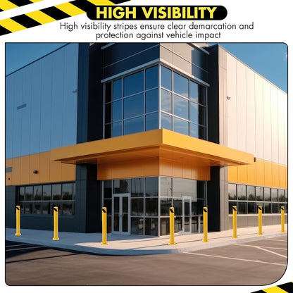 6 Pack Safety Bollard Post, 30 Inch Height 4.5 Inch Diameter Yellow Pipe Safety Steel Bollards with Anchor Bolts and Wrench, Steel Bollards for Road Warning Construction Public Place Traffic Control
