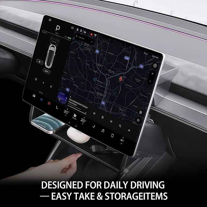 New Upgrade Under Screen Storage Organizer for Tesla Model Y Juniper 2025-2026 & Model 3 Highland 2024-2025, Hidden Console Tray, Black