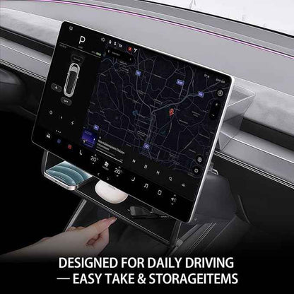 New Upgrade Under Screen Storage Organizer for Tesla Model Y Juniper 2025-2026 & Model 3 Highland 2024-2025, Hidden Console Tray, Black