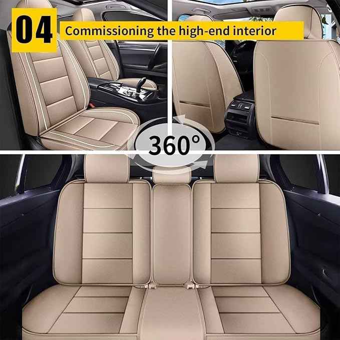 YORKNEIC Fit for Chevrolet Chevy Cobalt Seat Covers Full Set 2005-2010 - Leather Car Seat Covers (5 Full Set, Black&Beige)