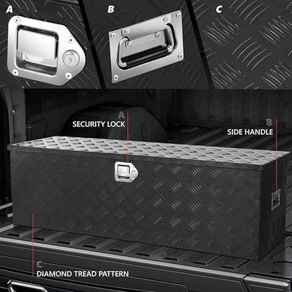 DNA MOTORING Truck Tool Box Lockable Storage Box, Truck Bed Tool Box Truck Bed Organizer Aluminum Truck Tool Boxes for Bed of Truck, w/Lock & Keys, 47"L X 15" W X 15" H Black, TBOX-T5-001-BK