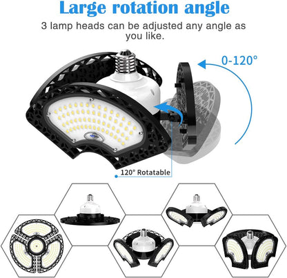 LED Garage Light 80W Deformable LED Ceiling Lights 12000 Lumens Led Shop Lights for Garage