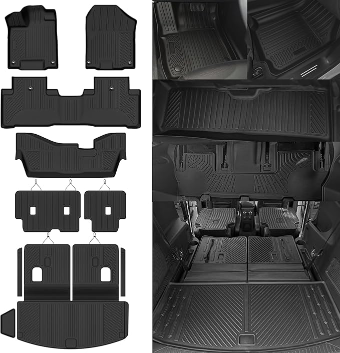 Custom Fit Floor Mats for 2014-2020 Acura MDX, All Weather TPE Floor Liners with Trunk Mat & Backrest Protectors, Odorless Full Set Interior Accessories