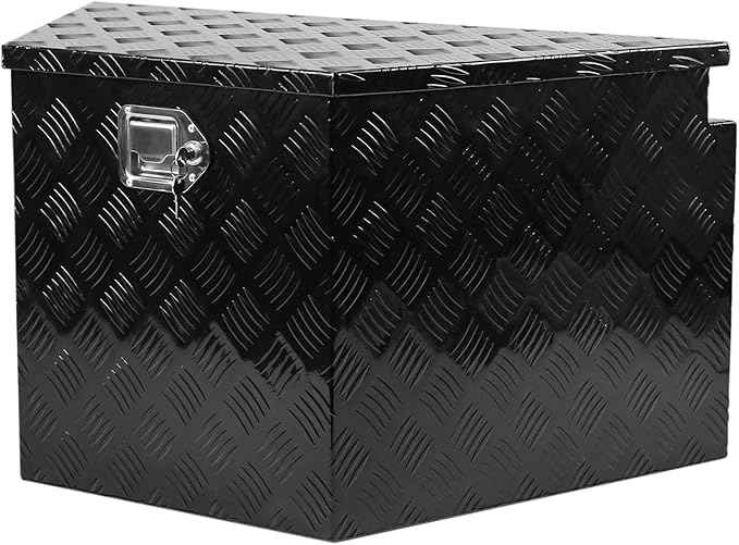 Aluminum Utility Trailer Tongue Tool Box, 5 Bar Tread Wide Utility ToolBox For Pick Up Truck RV Storage Organizer With Lock