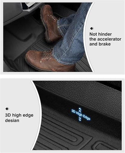 Powerty Floor Mats for 2022-2025 2026 Kia Carnival Gas Accessories All Weather Floor Liner 3D TPE 1st & 2nd Row Floor Mat Heavy-Duty Floor Liners (ONLY for 8 Seats, NOT for Prestige & Hybrid Models)
