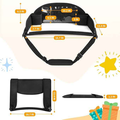 2Pcs Kids Travel Tray for Toddler Carseat, Road Trip Activities Essentials for Toddler, Kids Lap Desk Tray with Tablet Holder Stand ＆ Dry Erase Board (Black-2Pcs)