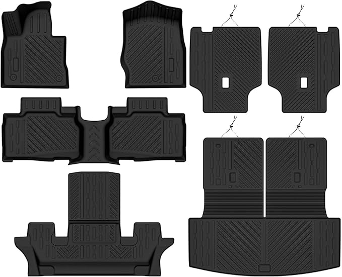 Custom Fit Floor Mats for Ford Explorer (6 Seats) 2020-2025 2026, All Weather TPE Floor Liners with Trunk Mat & Backrest Protectors, Odorless Full Set Interior Accessories