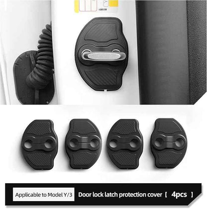 LUCKEASY for Tesla Model Y Juniper 2025 2026/Tesla Model 3 2024 2025 2026 Car Door Lock Cover Door Lock Latch Protector Door Edge Guard Door Entry Guard Black TPE