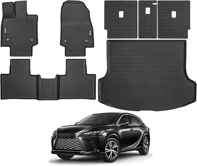 Custom Fit Floor Mats for Lexus RX350/RX350H/RX500h(NOT for RX450h+ PHEV) 2023-2026, All Weather TPE Floor Liners with Trunk Mat & Backrest Protectors, Odorless Full Set Interior Accessories