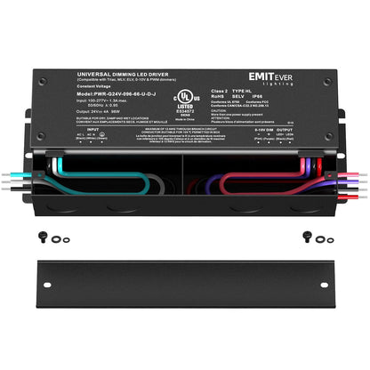 EMITEVER 96W Dimmable LED Driver,24V Dimmable Power Supply,AC to DC Transformer for LED Light,5-in-1 Dimming: ELV/MLV/TRIAC/ 0-10V/ 1-10V/10V PWM/Potentiometer,Waterproof IP67 and UL Listed,Class 2