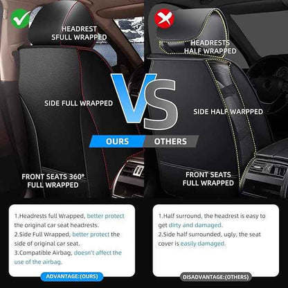 YORKNEIC 2 Front Car Seat Covers for Ford Expedition 2011-2026 Faux Leather Waterproof Seat Covers Automotive Seat Protectors Cushions with Airbag Compatible(2 Front Seat,Black&Beige)