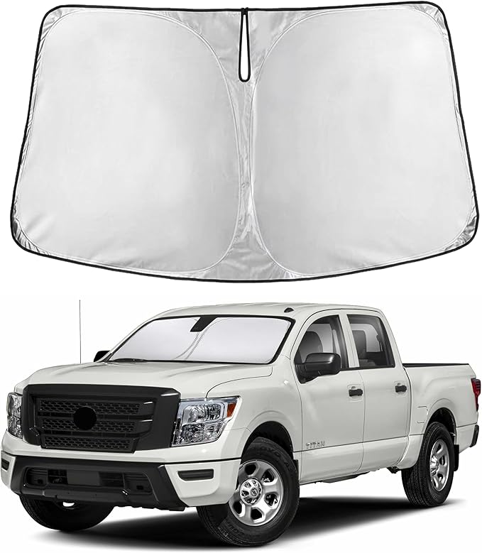 EcoNour Custom Windshield Sun Shade for Nissan Titan 2020–2024 | Full-Size Pickup Front Window Heat & UV Shield | Foldable Multi-Layer Sun Cover