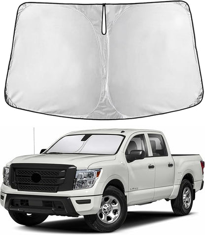 EcoNour Custom Windshield Sun Shade for Nissan Titan 2020–2024 | Full-Size Pickup Front Window Heat & UV Shield | Foldable Multi-Layer Sun Cover